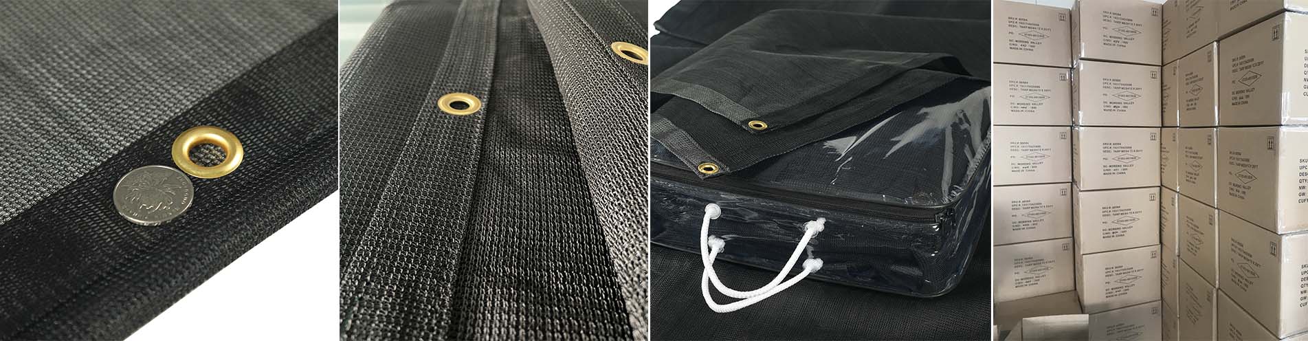 black mesh tarps 60%--90% shade rating shade mesh tarps package with carton 